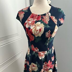 B. Darlin Cap Sleeve Floral Dress Navy Blue 7/8